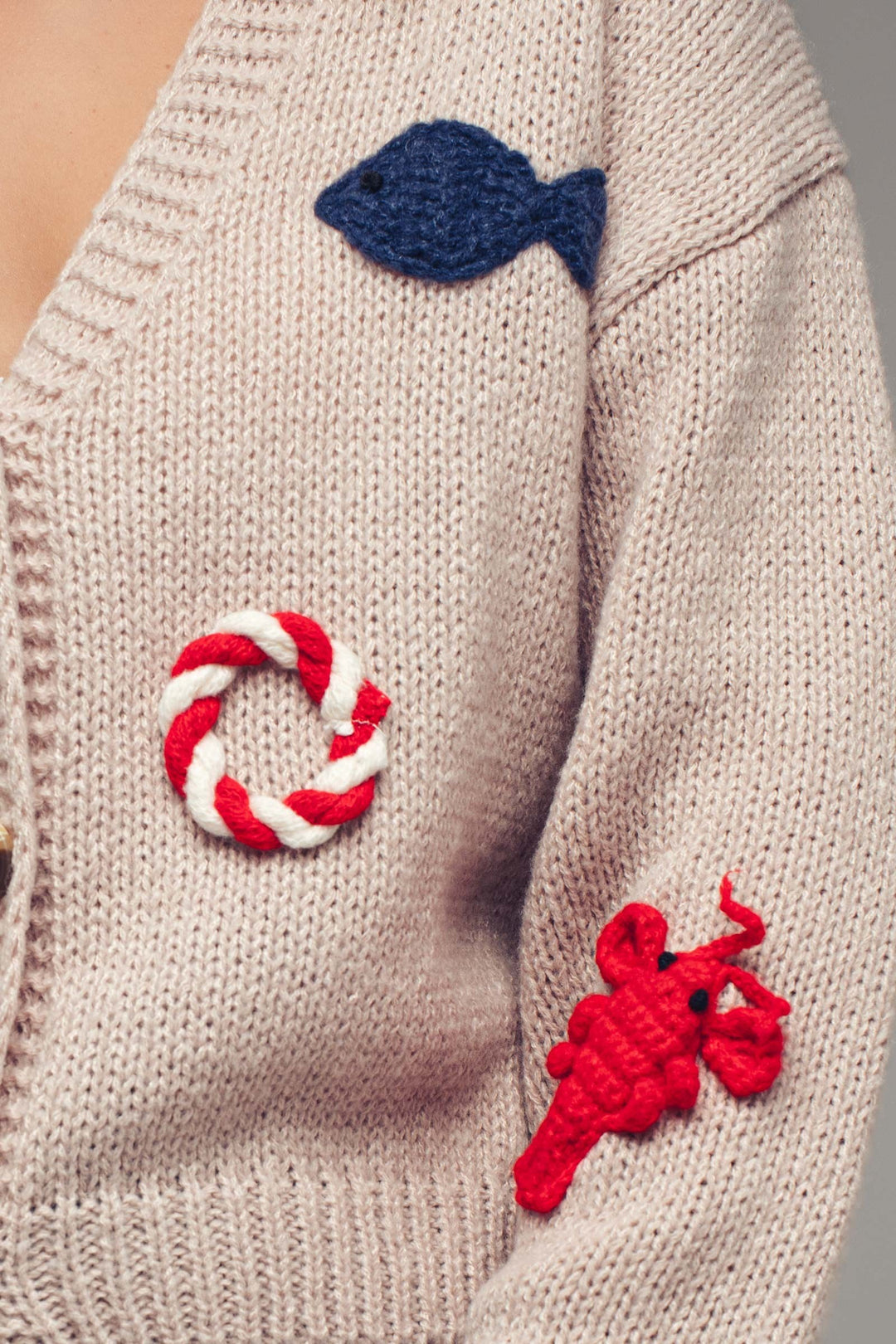 seaside charm cardigan - taupe (additional view)