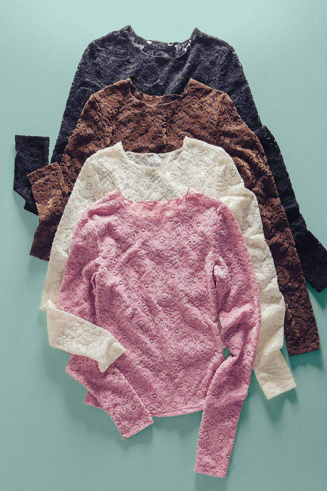 lace long sleeve top - pink