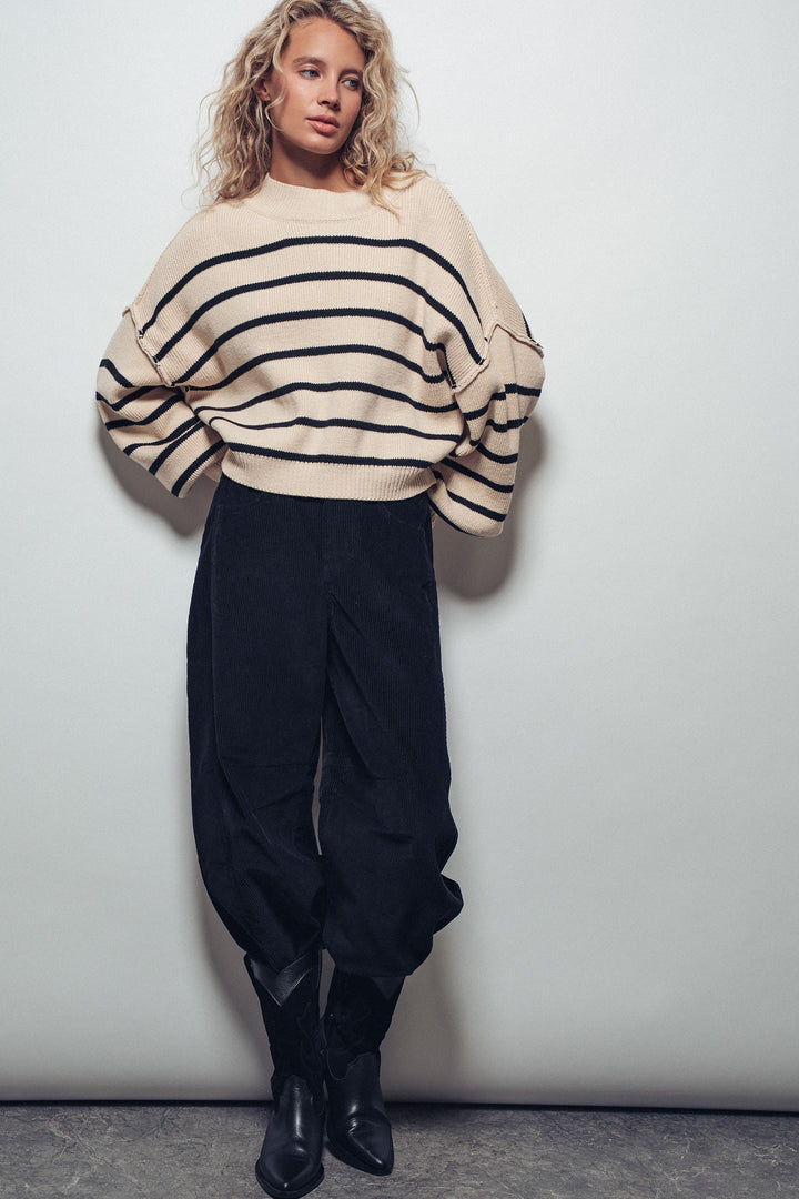 flow it down ribbed knit pullover - ivory (additional view)