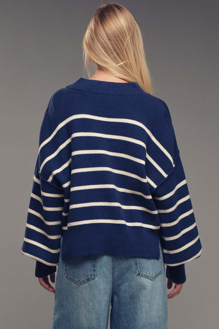 flow it down ribbed knit pullover - navy (additional view)