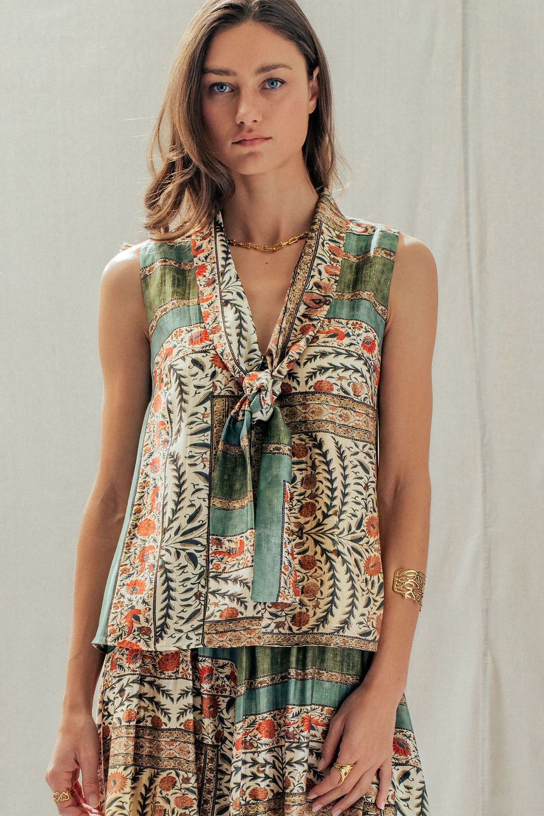 muse tie neck top - multi