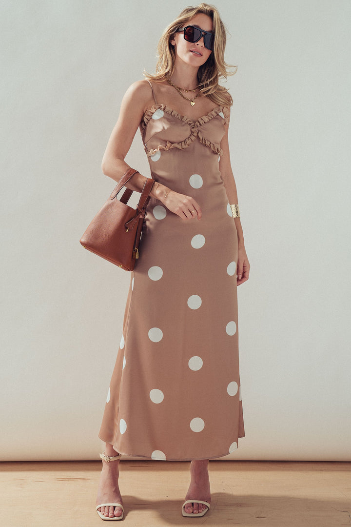 polka dot slip midi dress - taupe ivory (additional view)