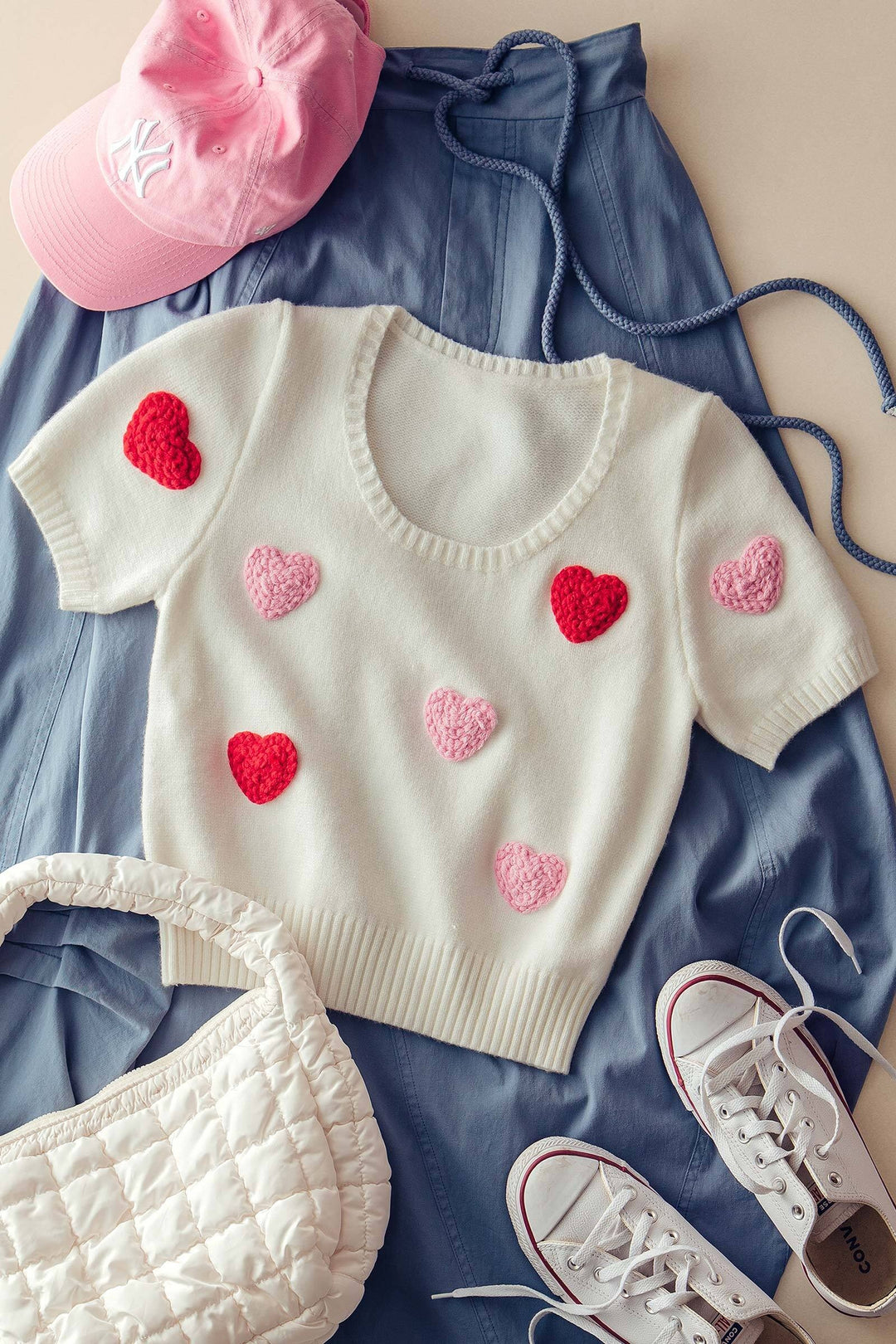 be mine heart knit top - ivory