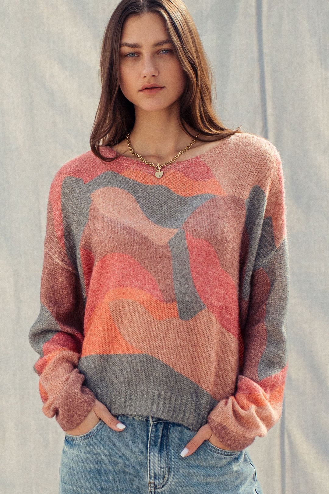 blush cloud fuzzy knit sweater - multi (additional view)