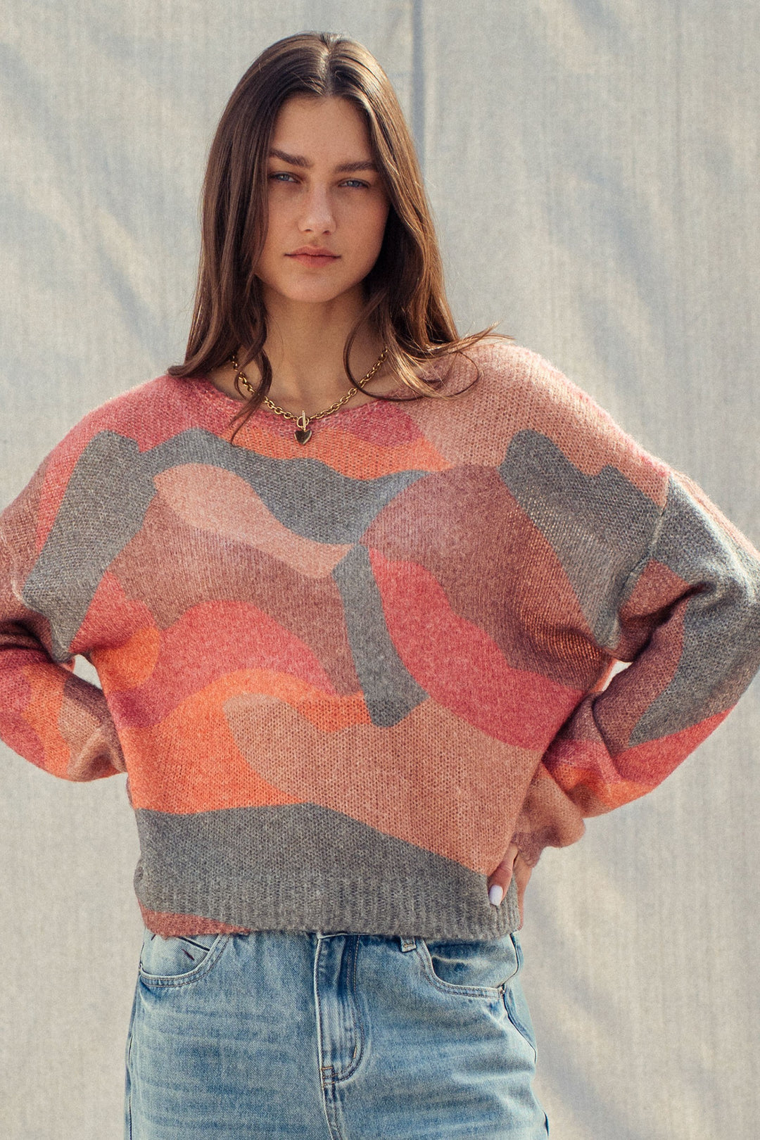 blush cloud fuzzy knit sweater - multi (additional view)