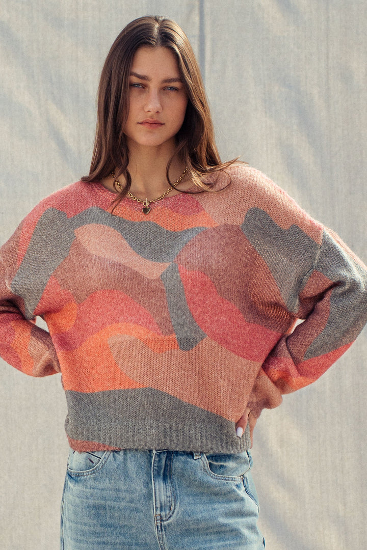 blush cloud fuzzy knit sweater - multi (additional view)