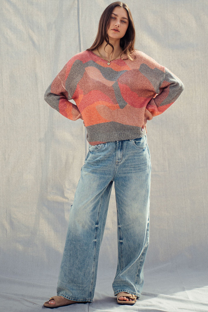 blush cloud fuzzy knit sweater - multi (additional view)
