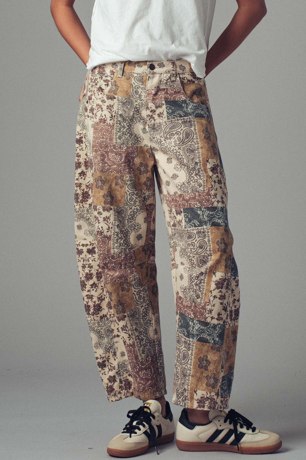 patchwork boho western denim pants - multi (additional view)