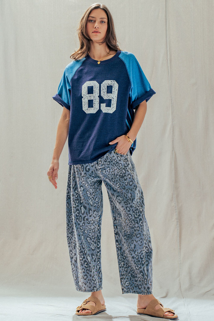 leopard camo denim barrel pants - leopard (additional view)