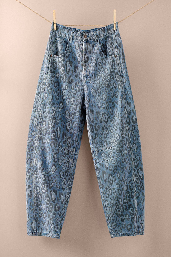 leopard camo denim barrel pants - leopard (additional view)