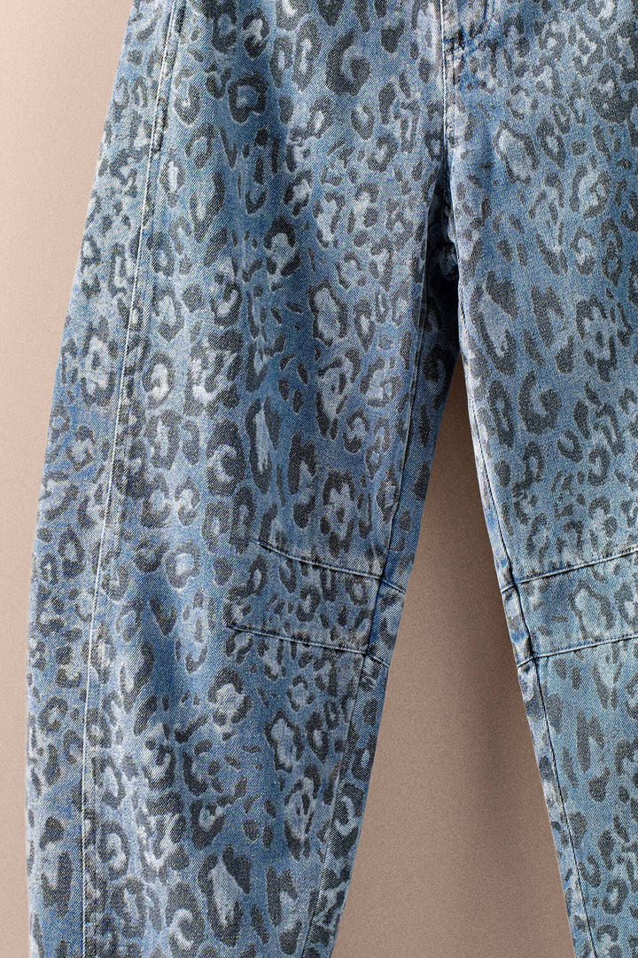 leopard camo denim barrel pants - leopard (additional view)