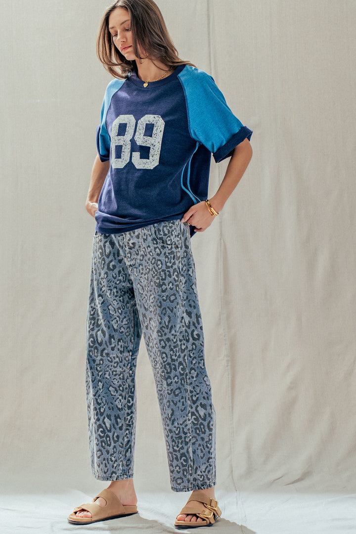 leopard camo denim barrel pants - leopard (additional view)