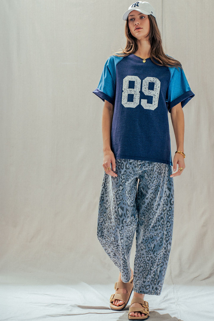leopard camo denim barrel pants - leopard (additional view)