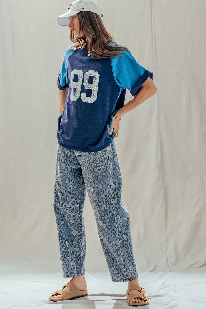 leopard camo denim barrel pants - leopard (additional view)