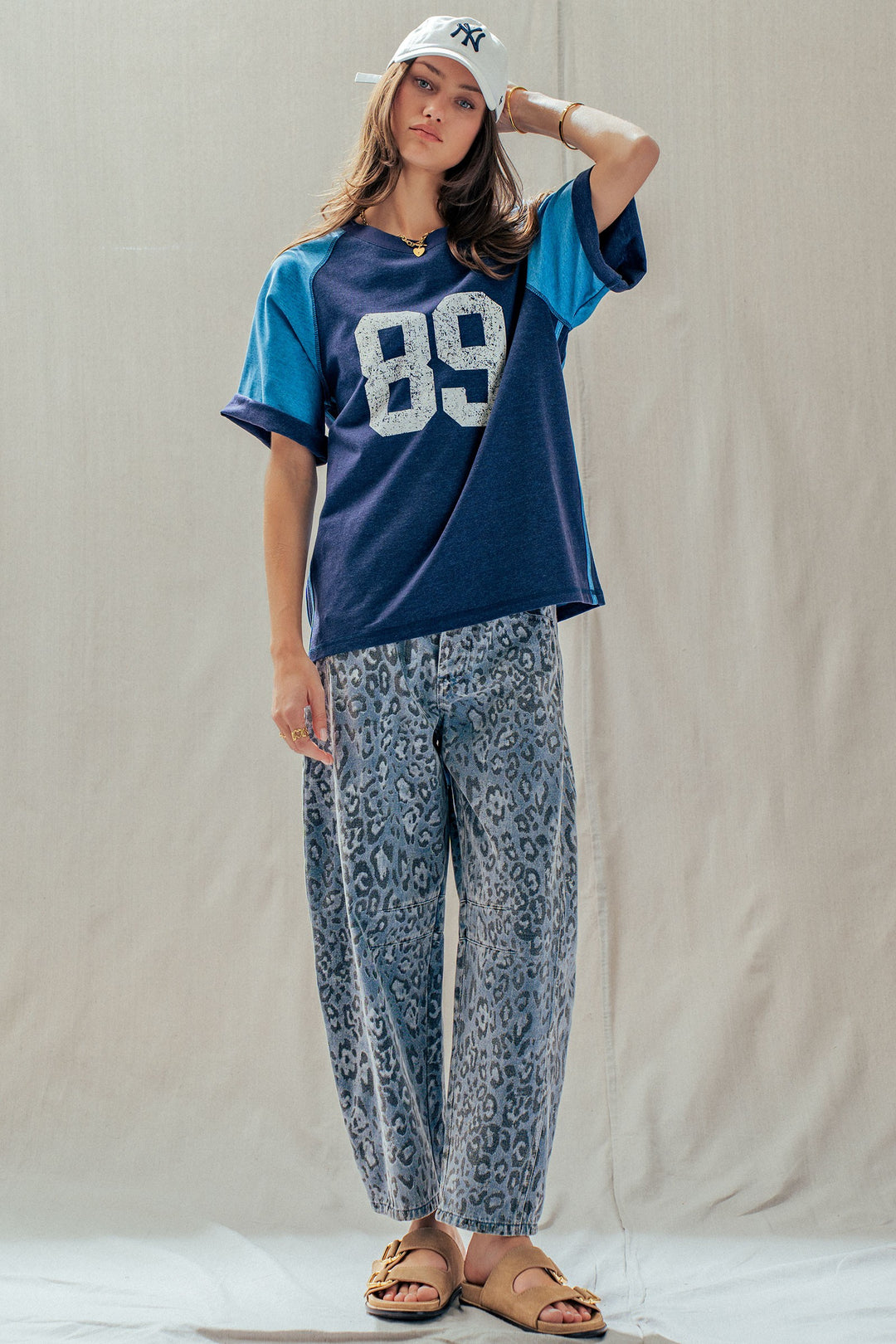 leopard camo denim barrel pants - leopard (additional view)