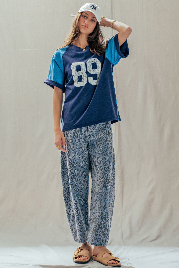 leopard camo denim barrel pants - leopard (additional view)