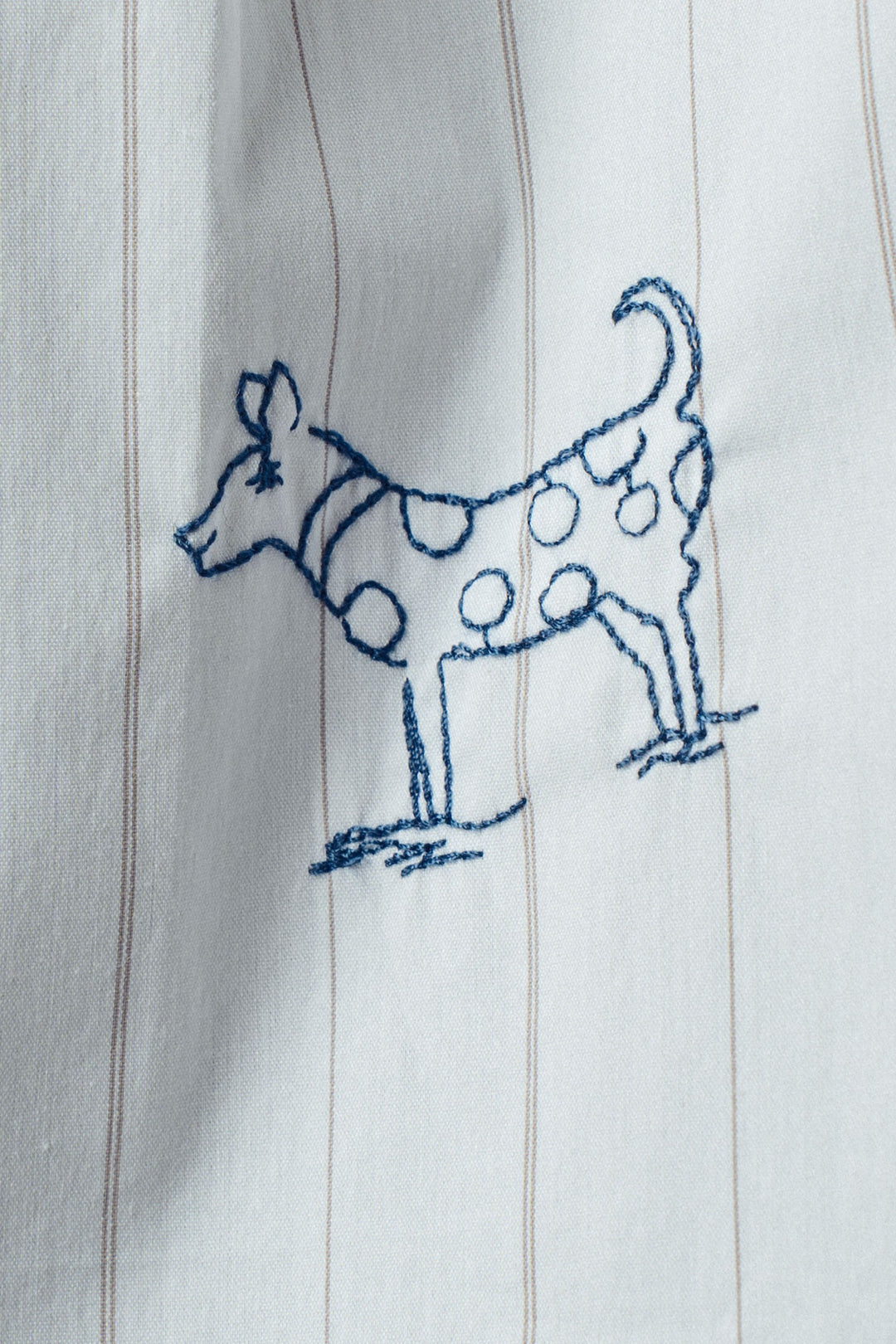 Playful Embroidered Animal Stripe Button-Up Shirt