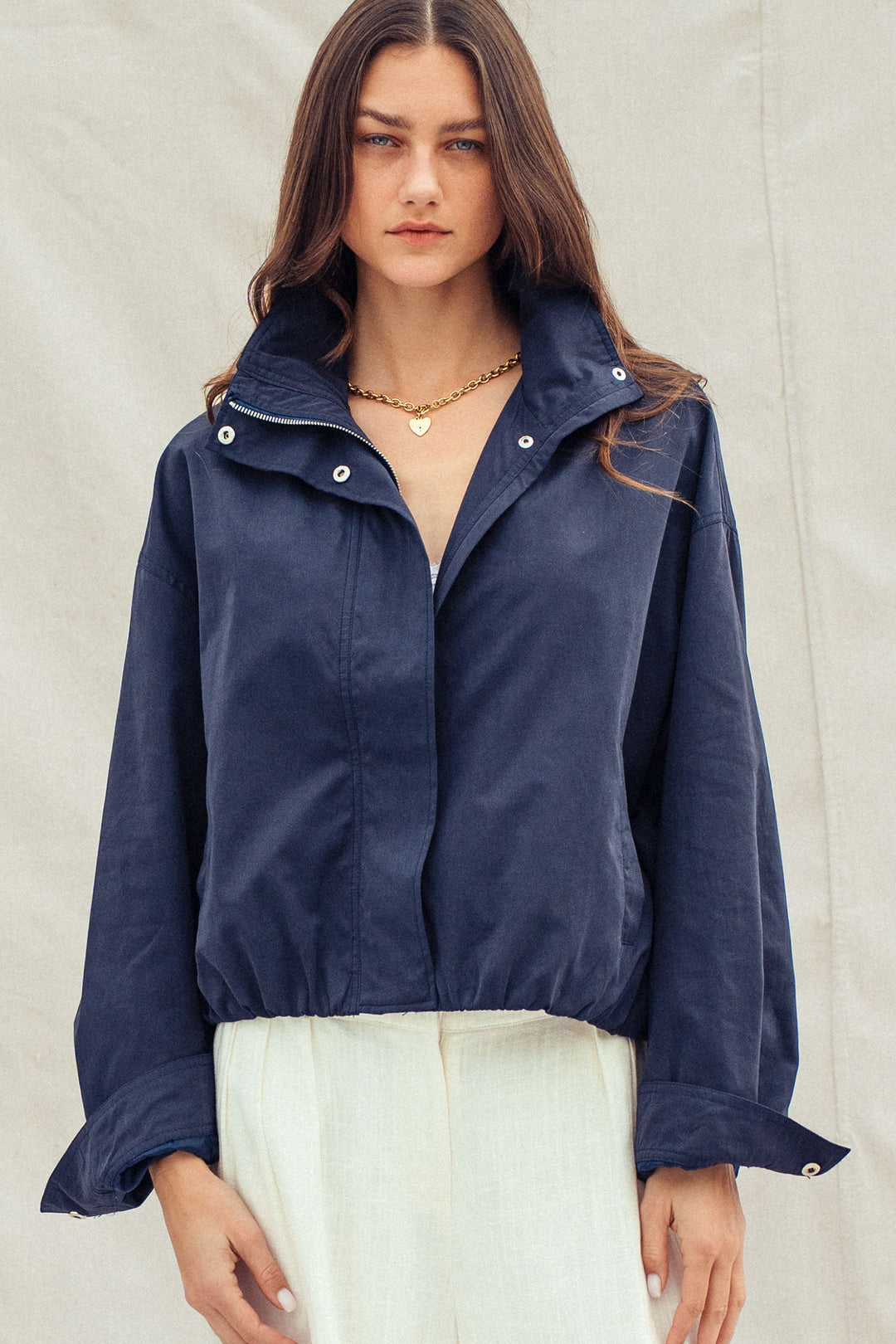 classic utility zip up jacket - navy (additional view)