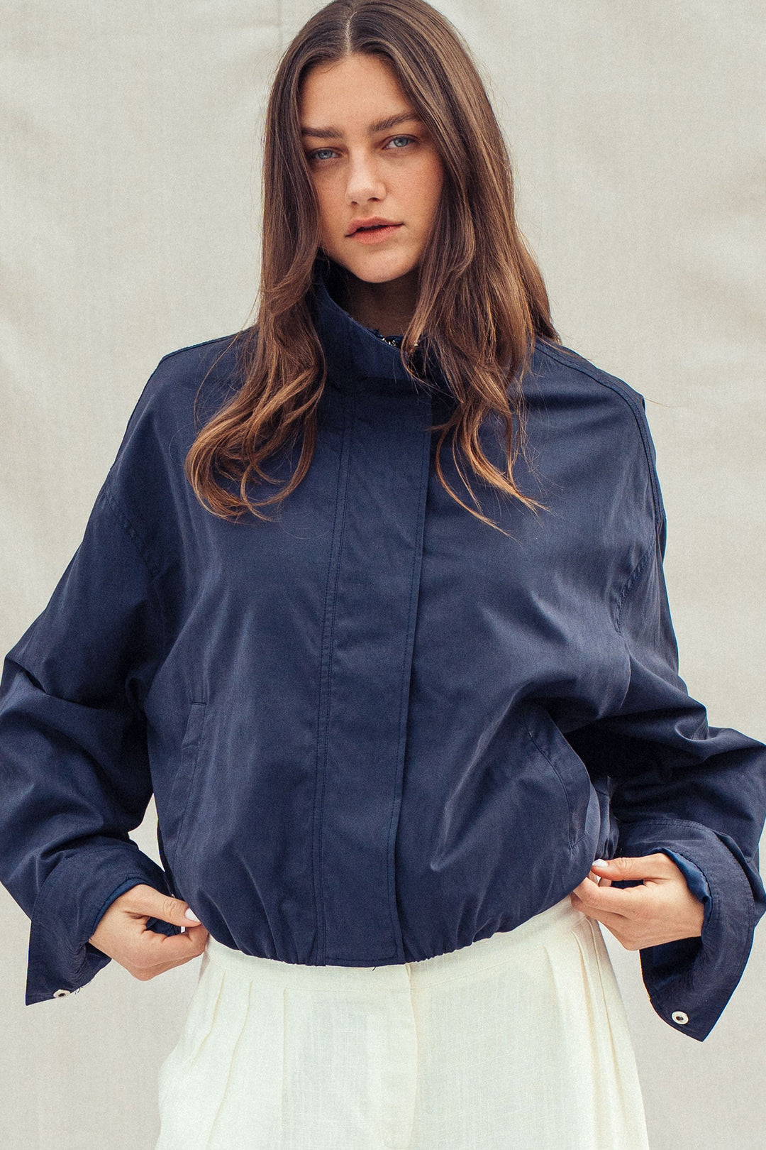 classic utility zip up jacket - navy (additional view)