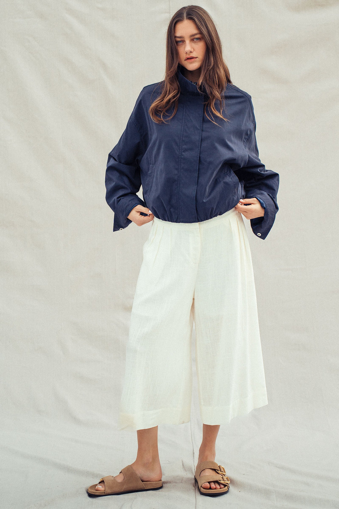 classic utility zip up jacket - navy (additional view)