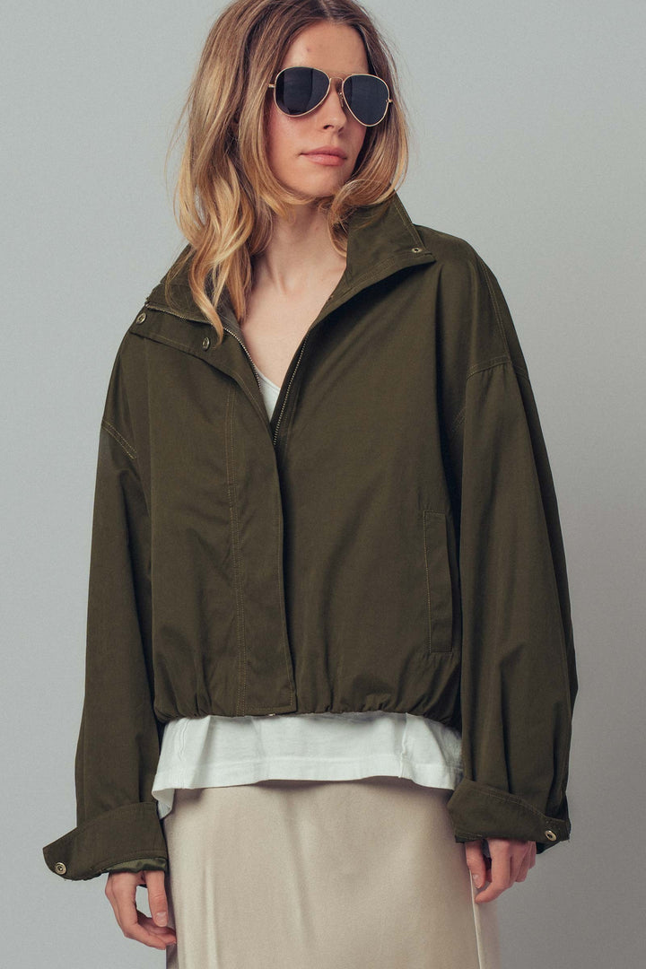 classic utility zip up jacket - olive