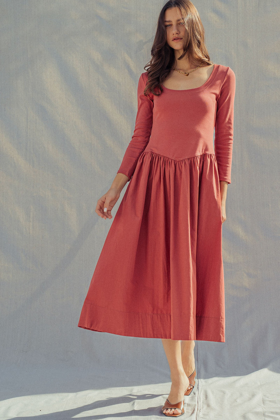 ballet midi summer dress - brick (additional view)