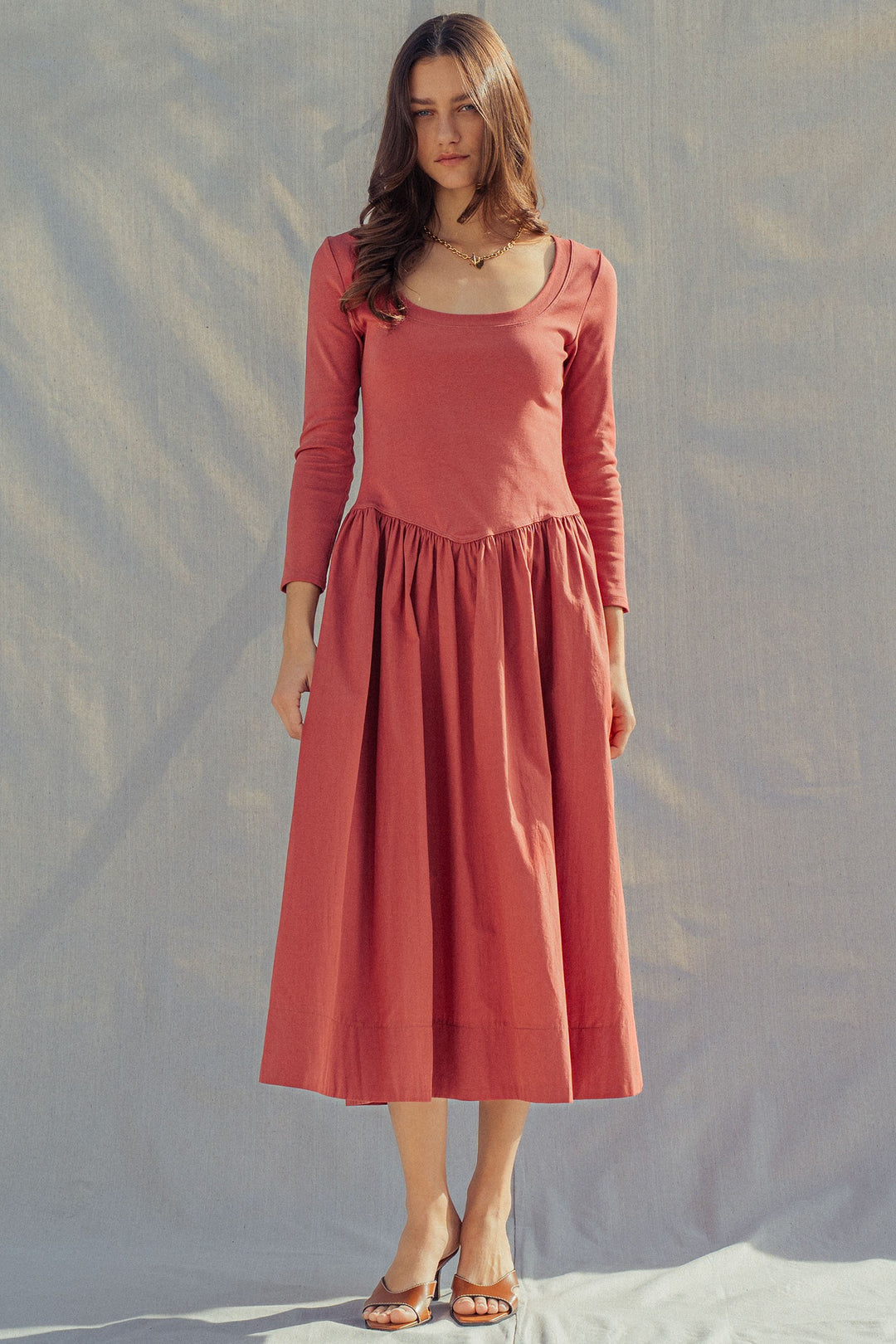 ballet midi summer dress - brick (additional view)