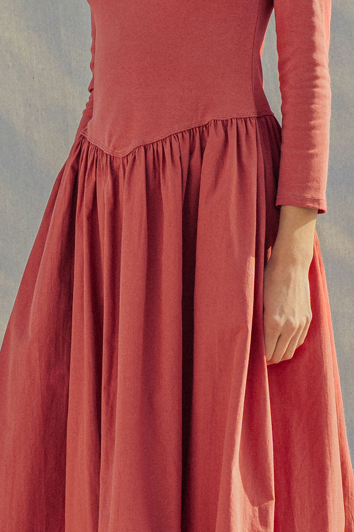 ballet midi summer dress - brick (additional view)