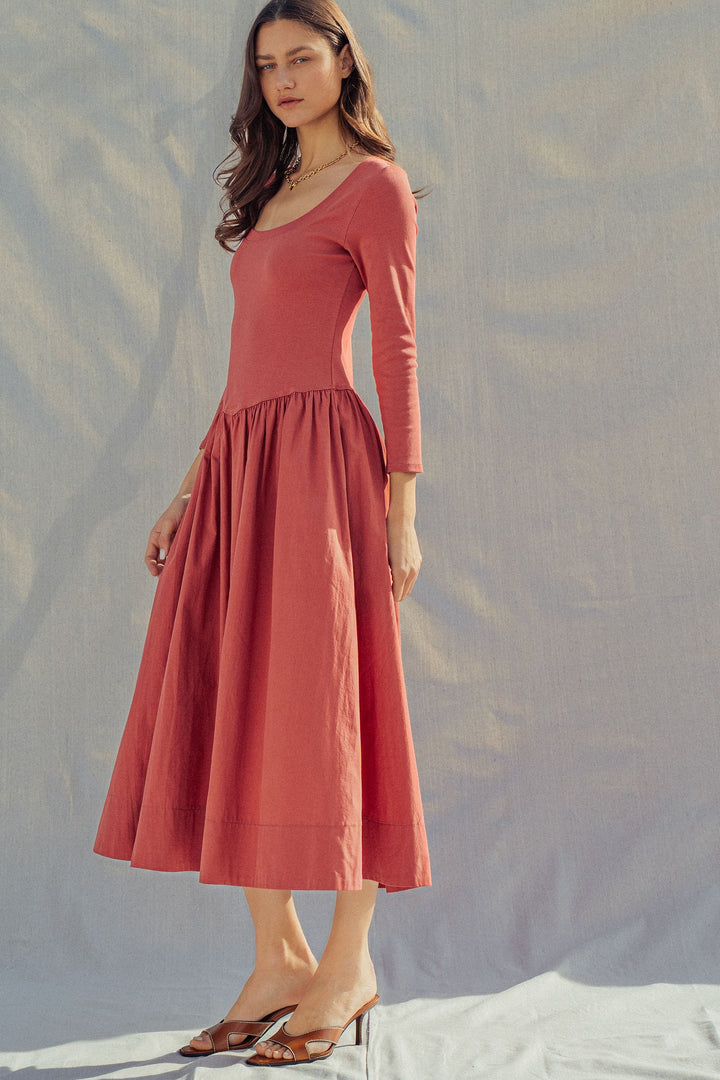 ballet midi summer dress - brick (additional view)