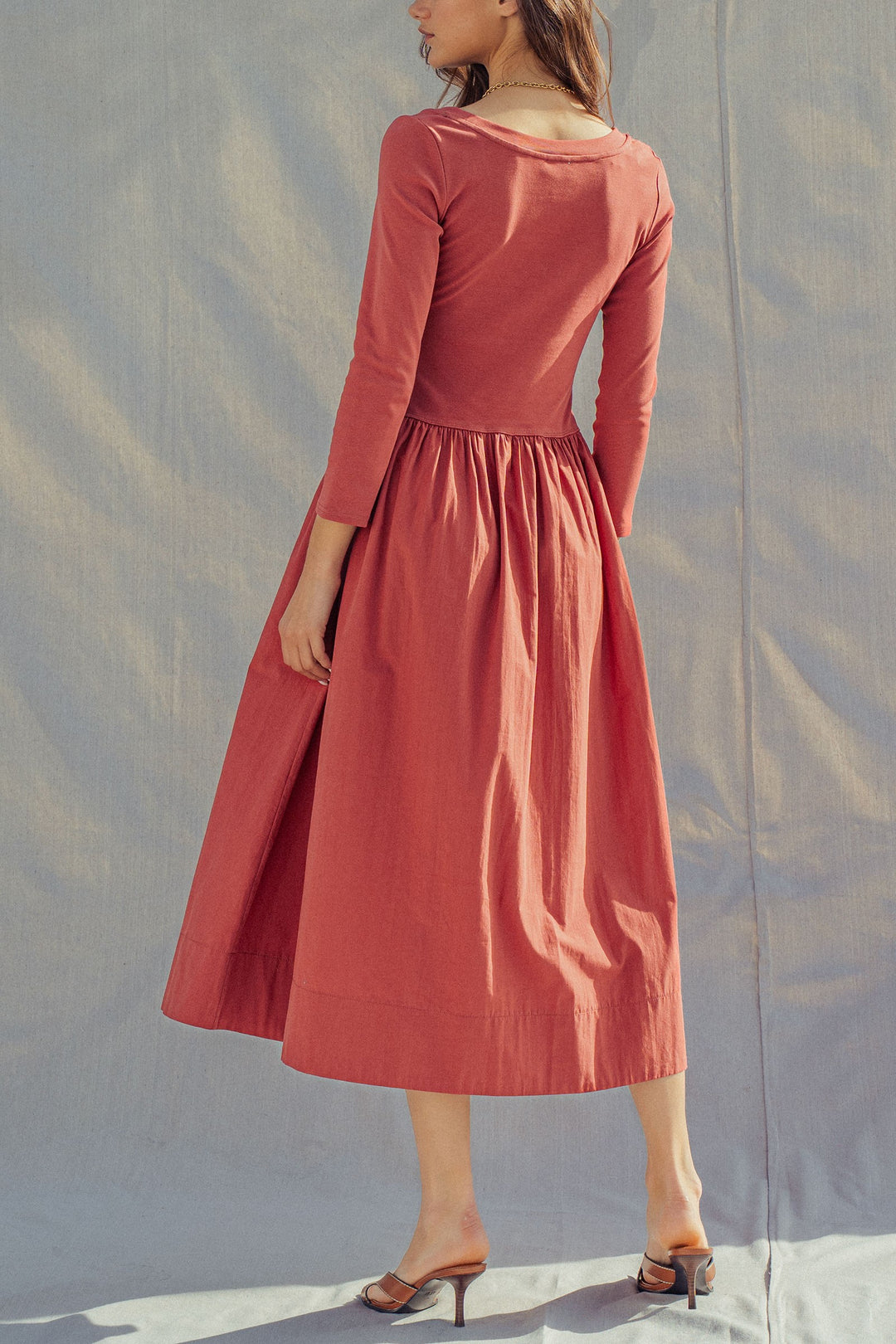 ballet midi summer dress - brick (additional view)