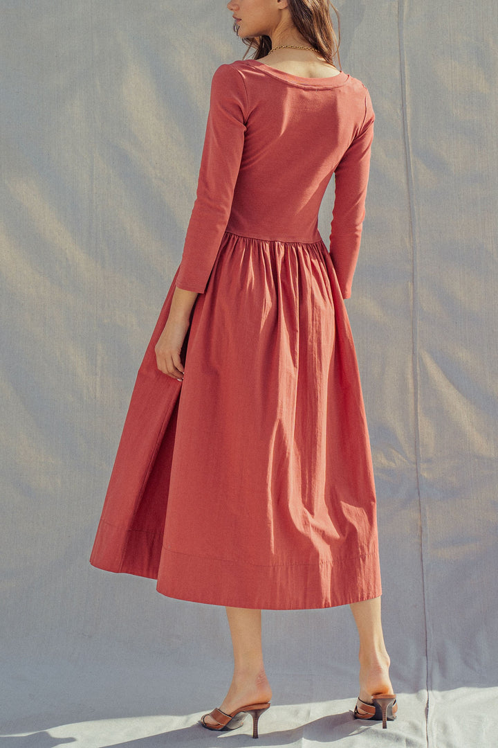 ballet midi summer dress - brick (additional view)