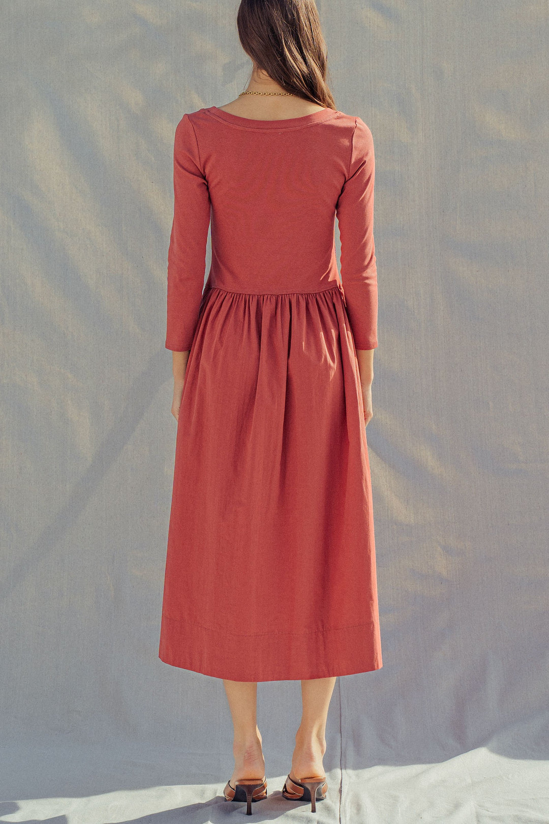ballet midi summer dress - brick (additional view)