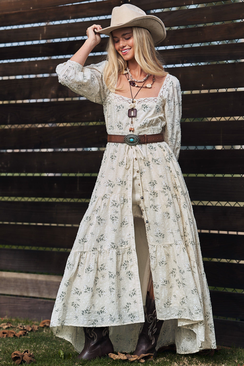 floral lace maxi dress - ivory (additional view)