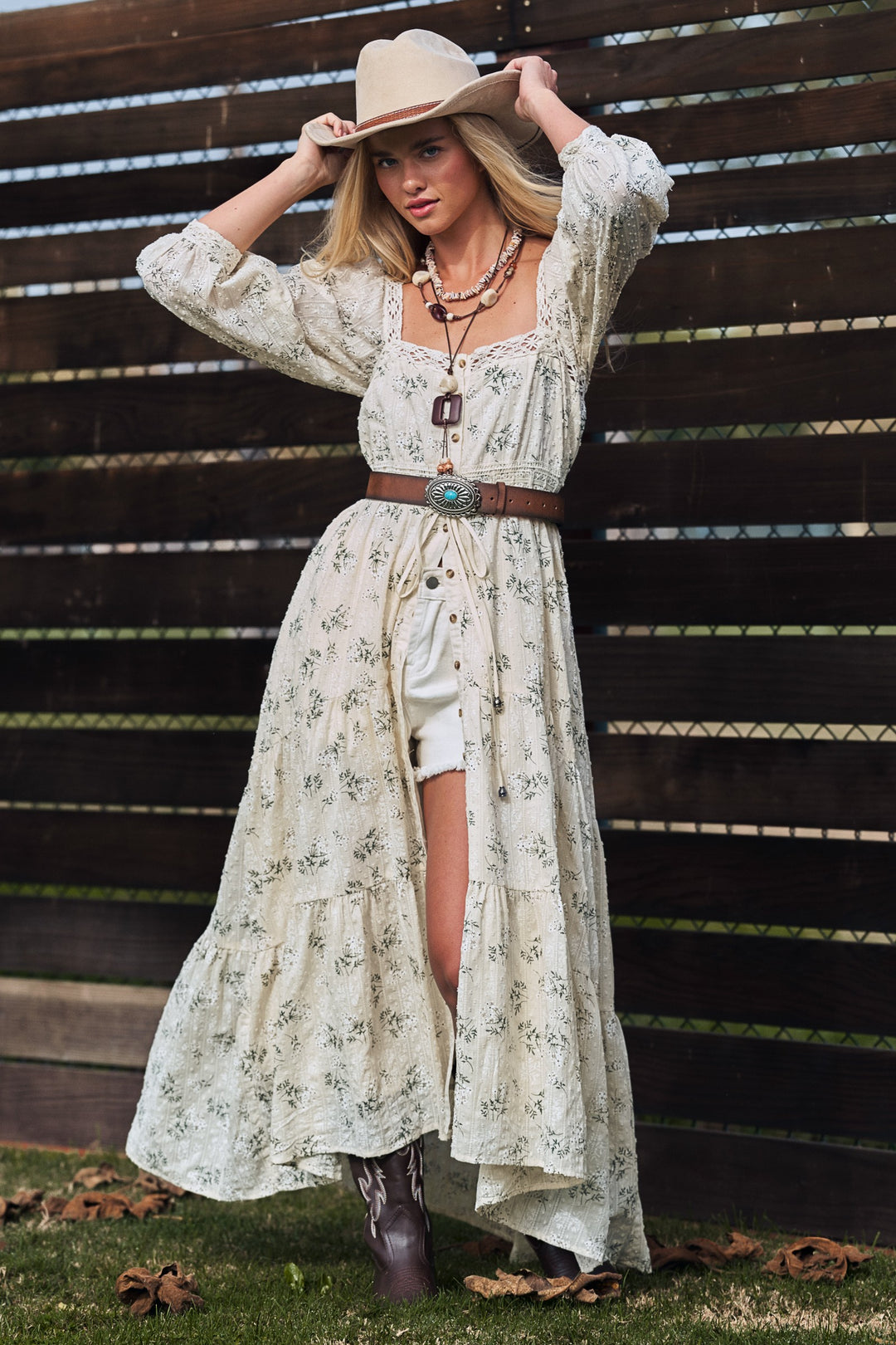 floral lace maxi dress - ivory