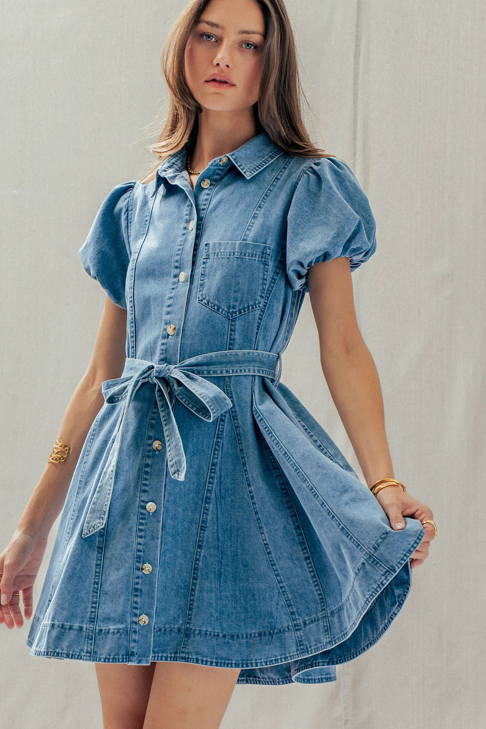 denim mini dress - denim (additional view)