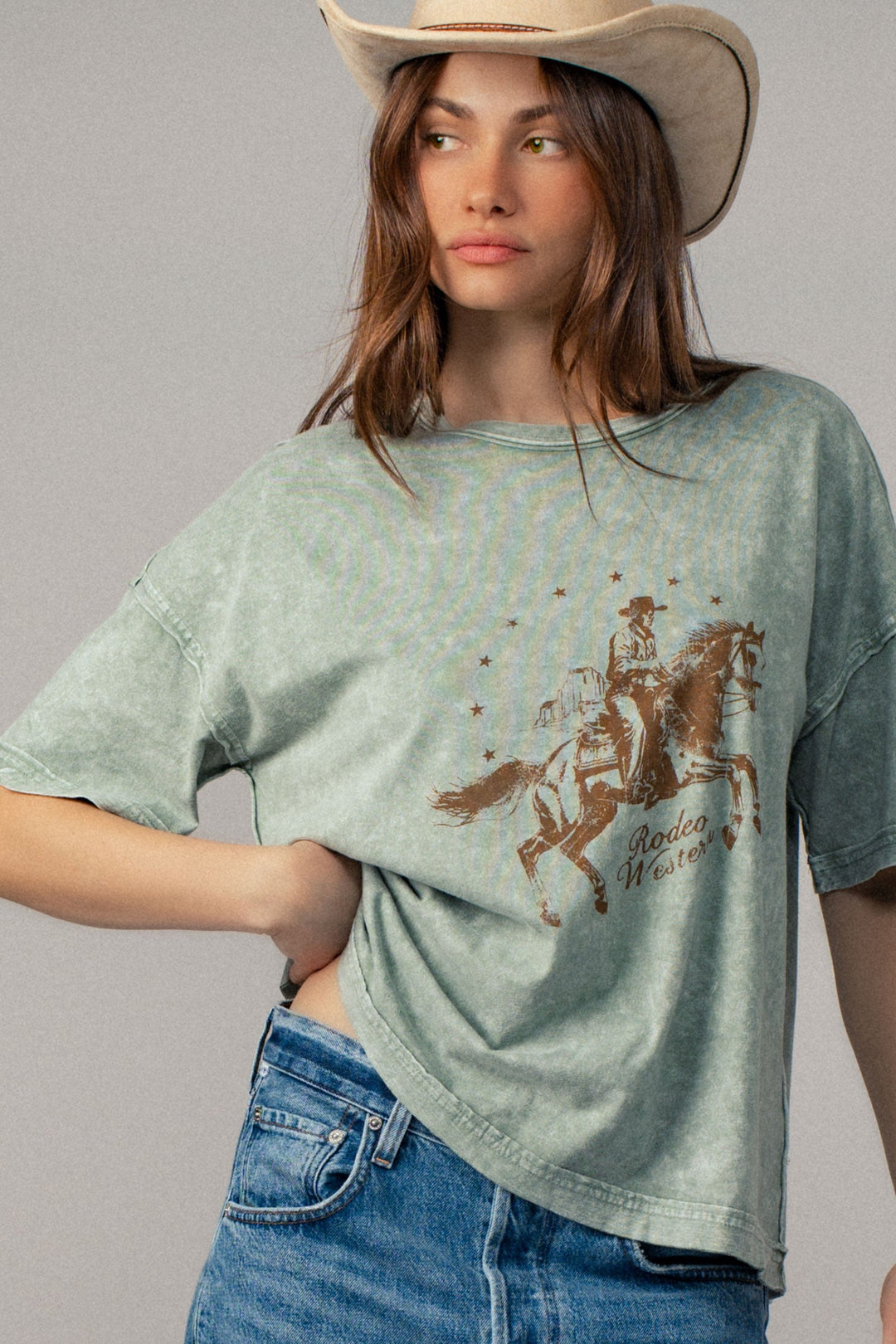 Vintage Western Rodeo Graphic Loose Fit Casual Top
