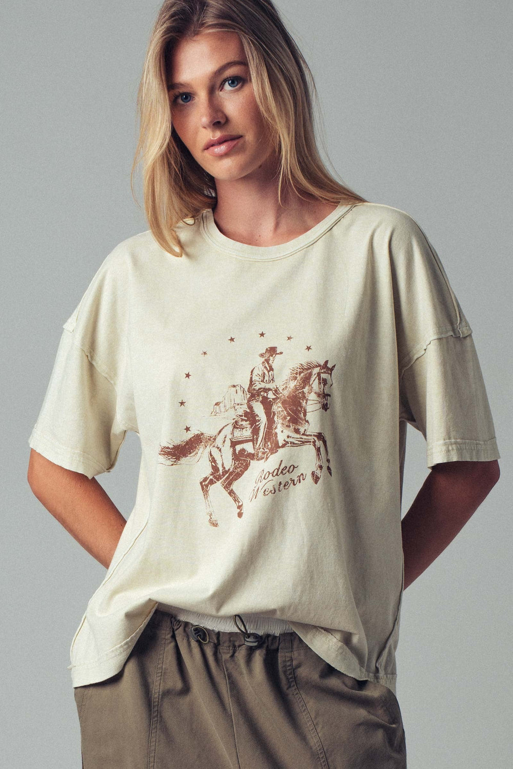 Vintage Western Rodeo Graphic Loose Fit Casual Top, additional view