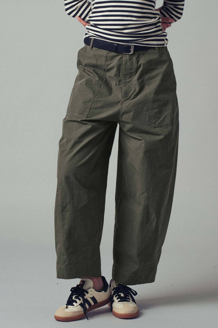 relaxed wide leg utility pants with patch pockets - olive (additional view)
