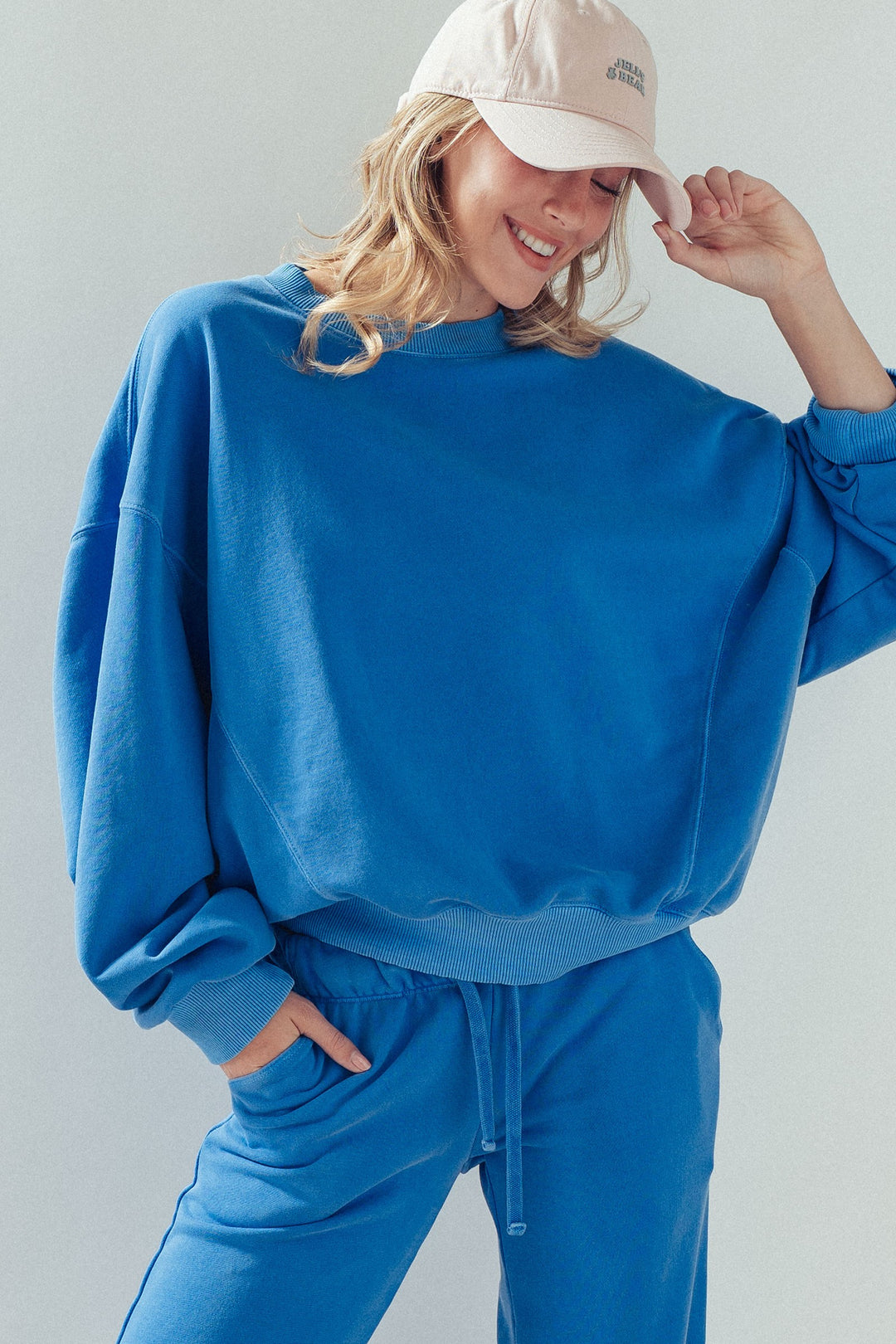 lazy days pigment washed sweatshirt top - royal blue