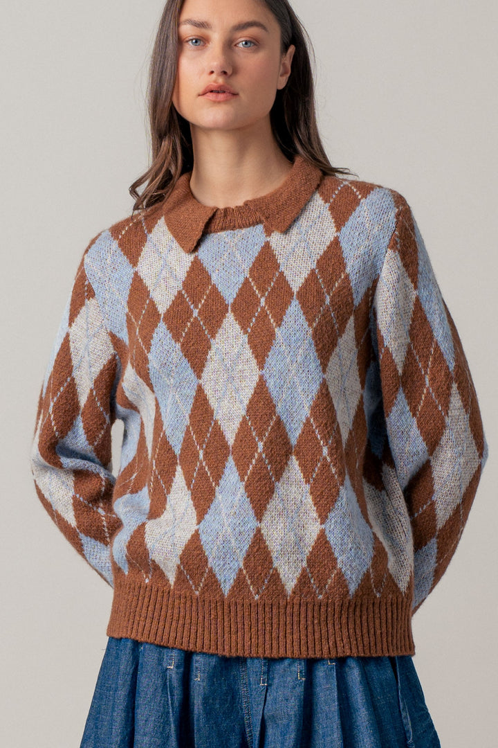 cottage argyle sweater - brown multi (additional view)