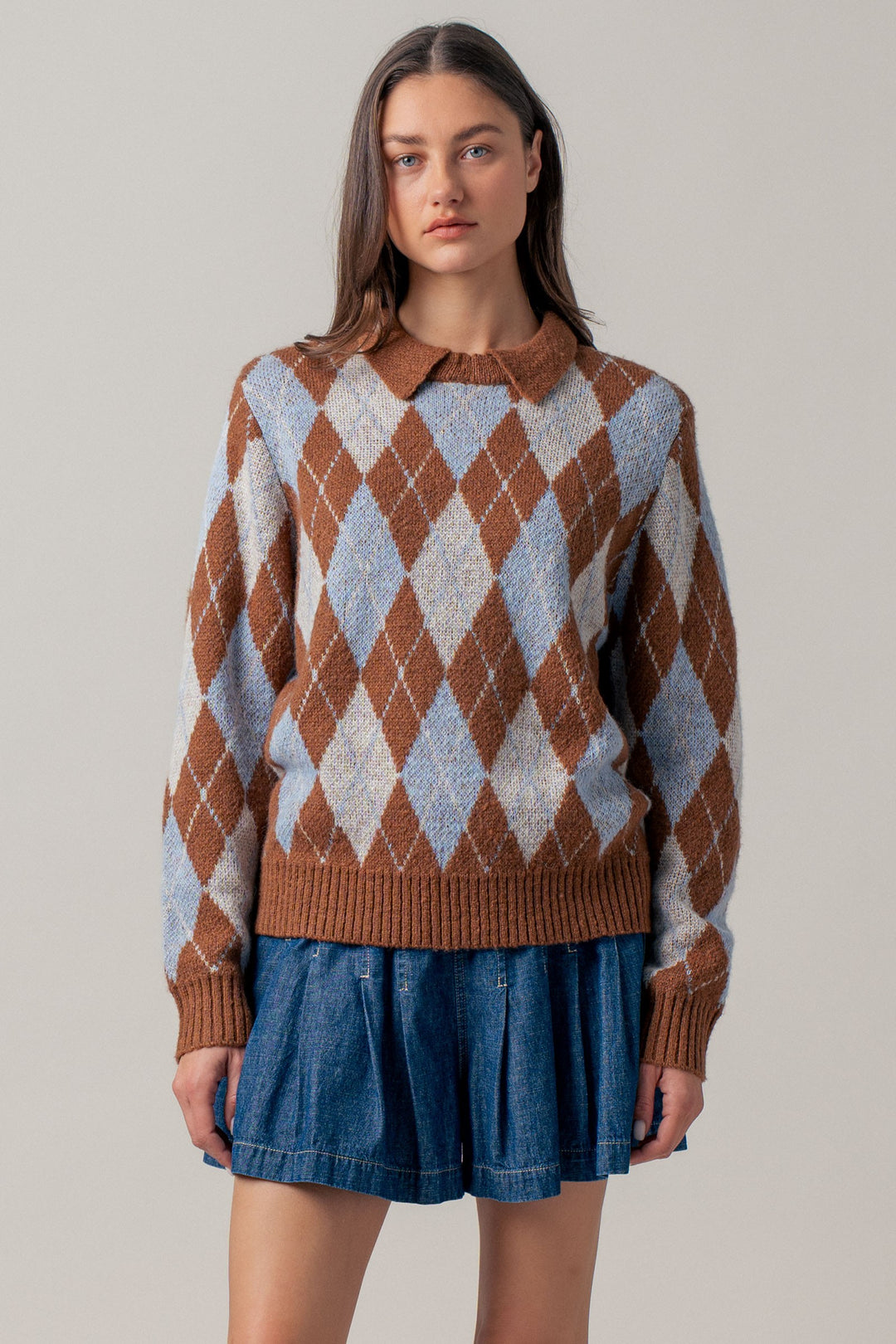 cottage argyle sweater - brown multi (additional view)