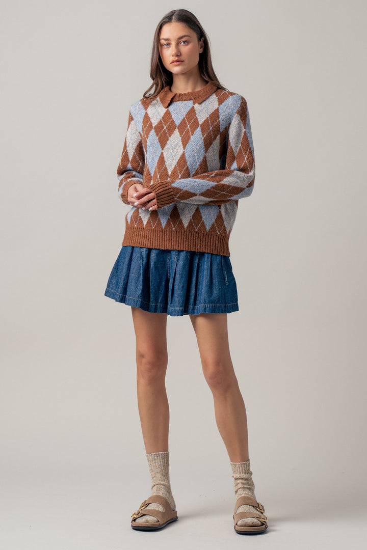cottage argyle sweater - brown multi (additional view)