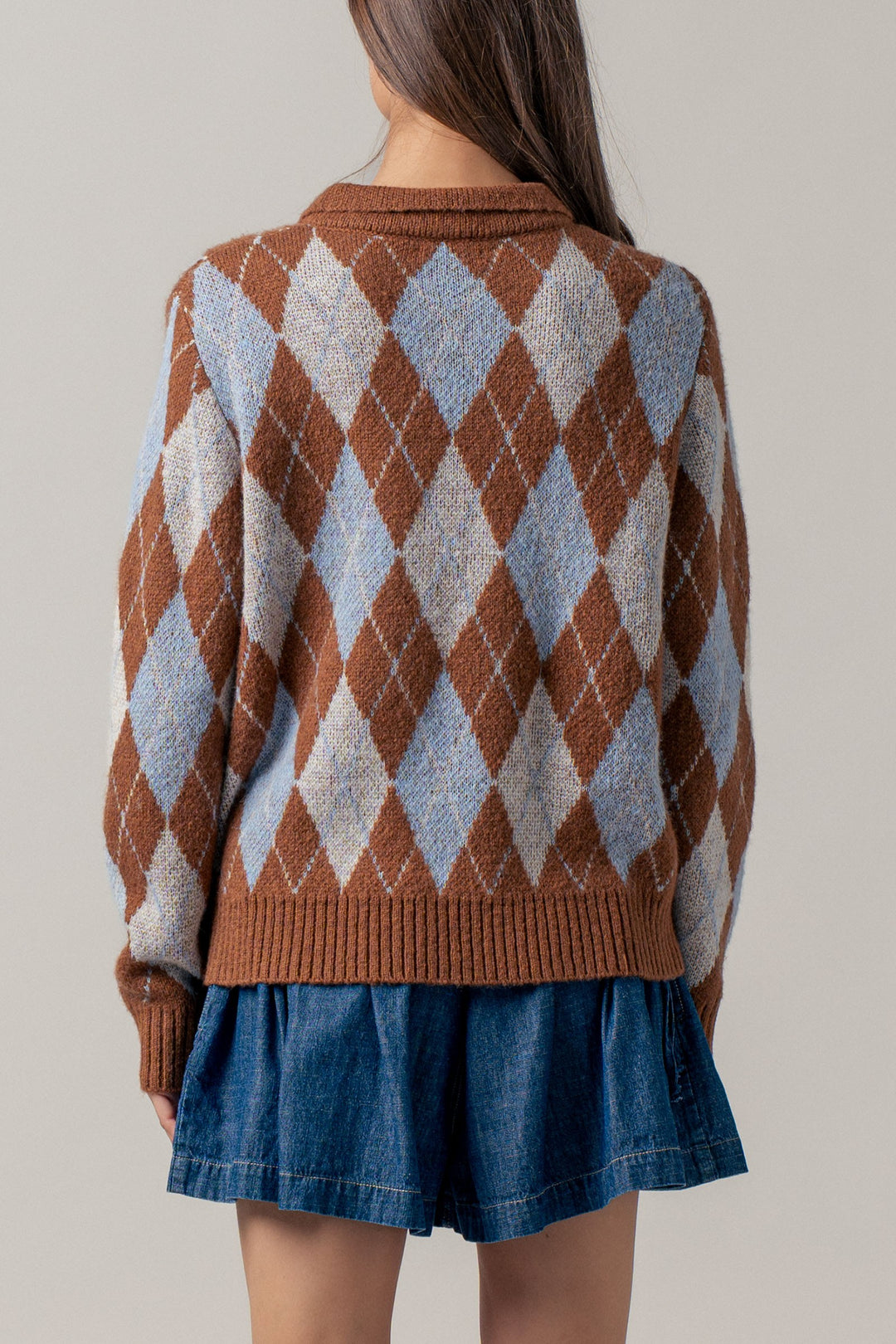 cottage argyle sweater - brown multi (additional view)