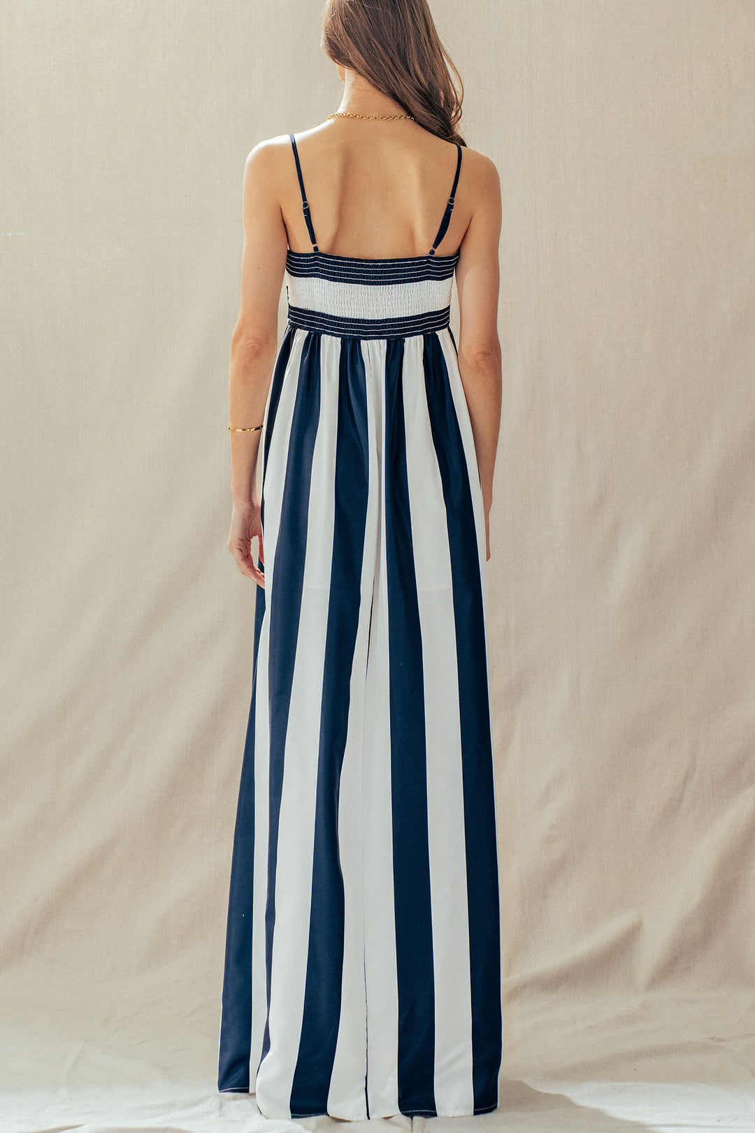 modern coast bold stripe maxi dress - ivory navy (additional view)