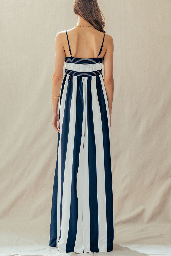 modern coast bold stripe maxi dress - ivory navy (additional view)