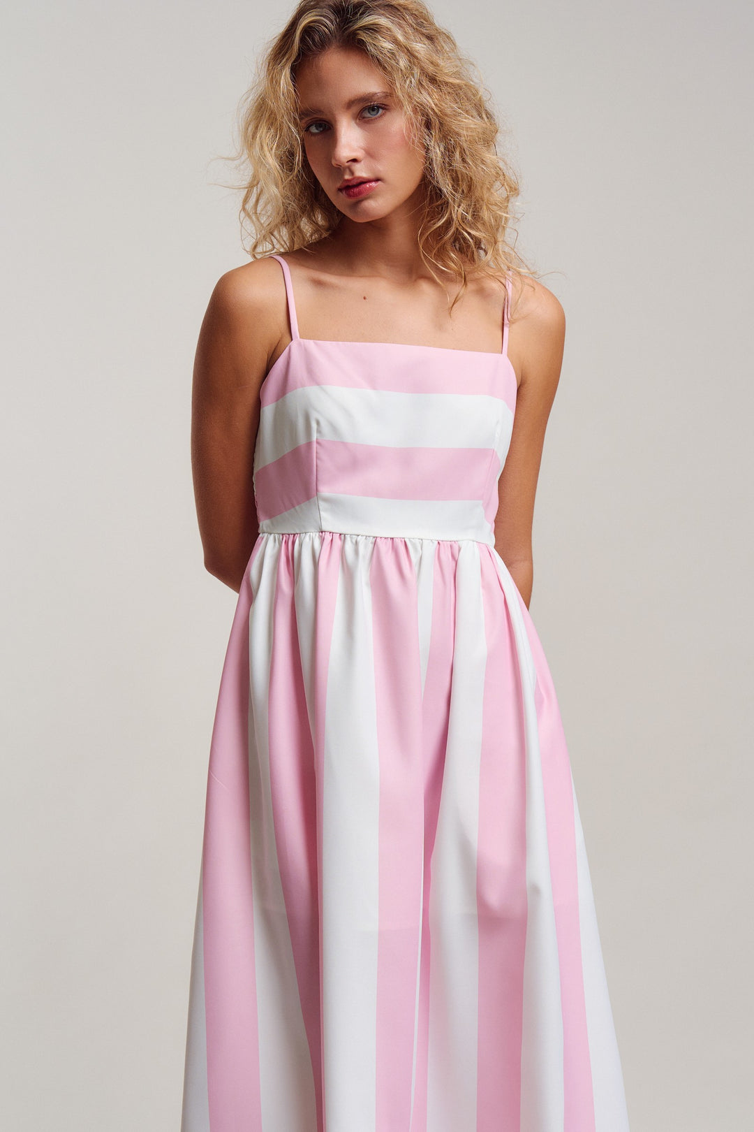 modern coast bold stripe maxi dress - ivory pink (additional view)