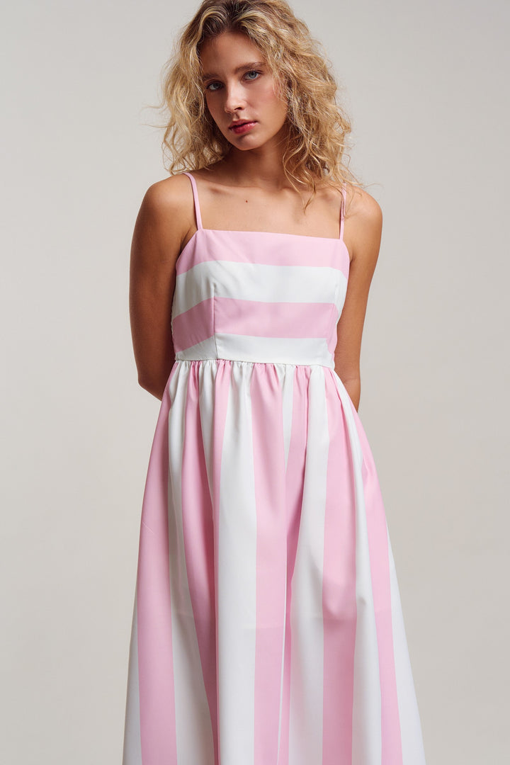 modern coast bold stripe maxi dress - ivory pink (additional view)