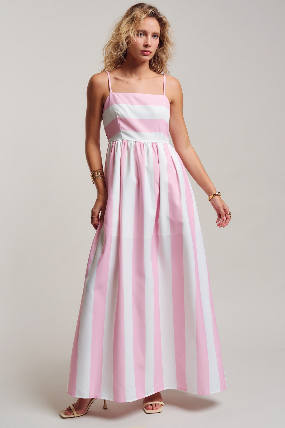 modern coast bold stripe maxi dress - ivory pink (additional view)