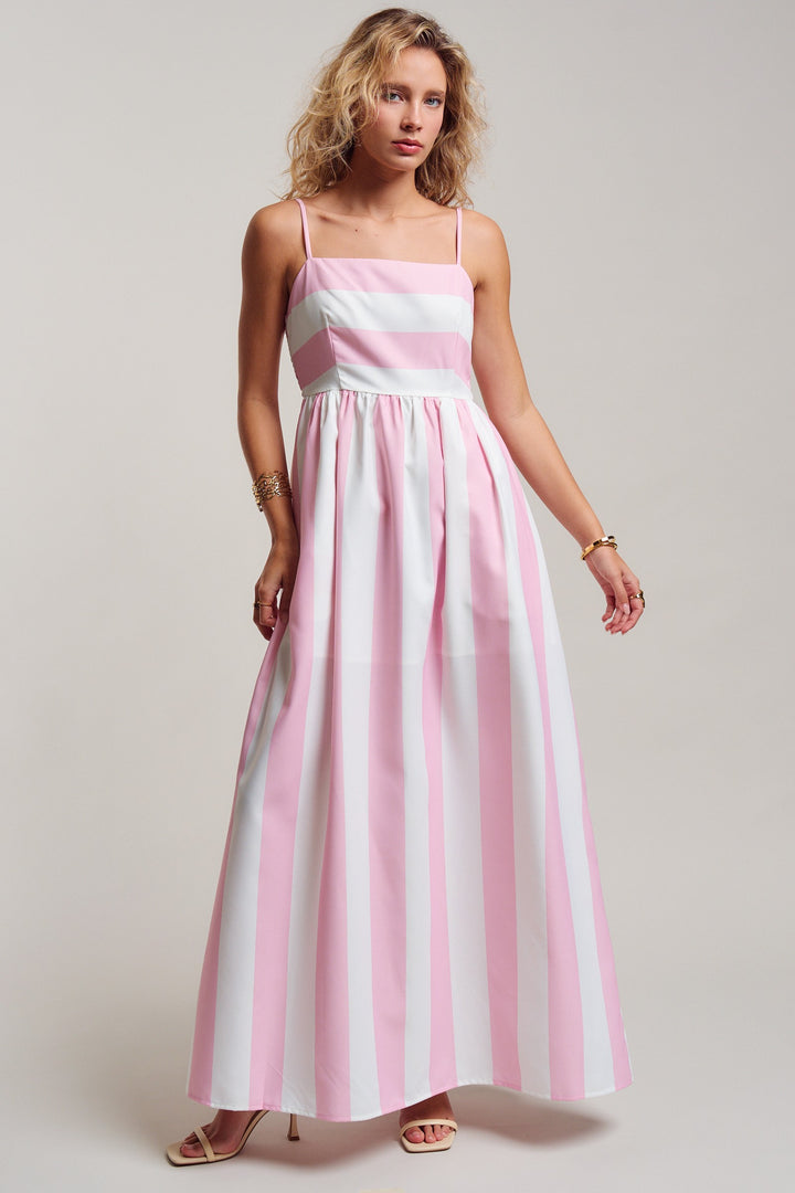 modern coast bold stripe maxi dress - ivory pink (additional view)