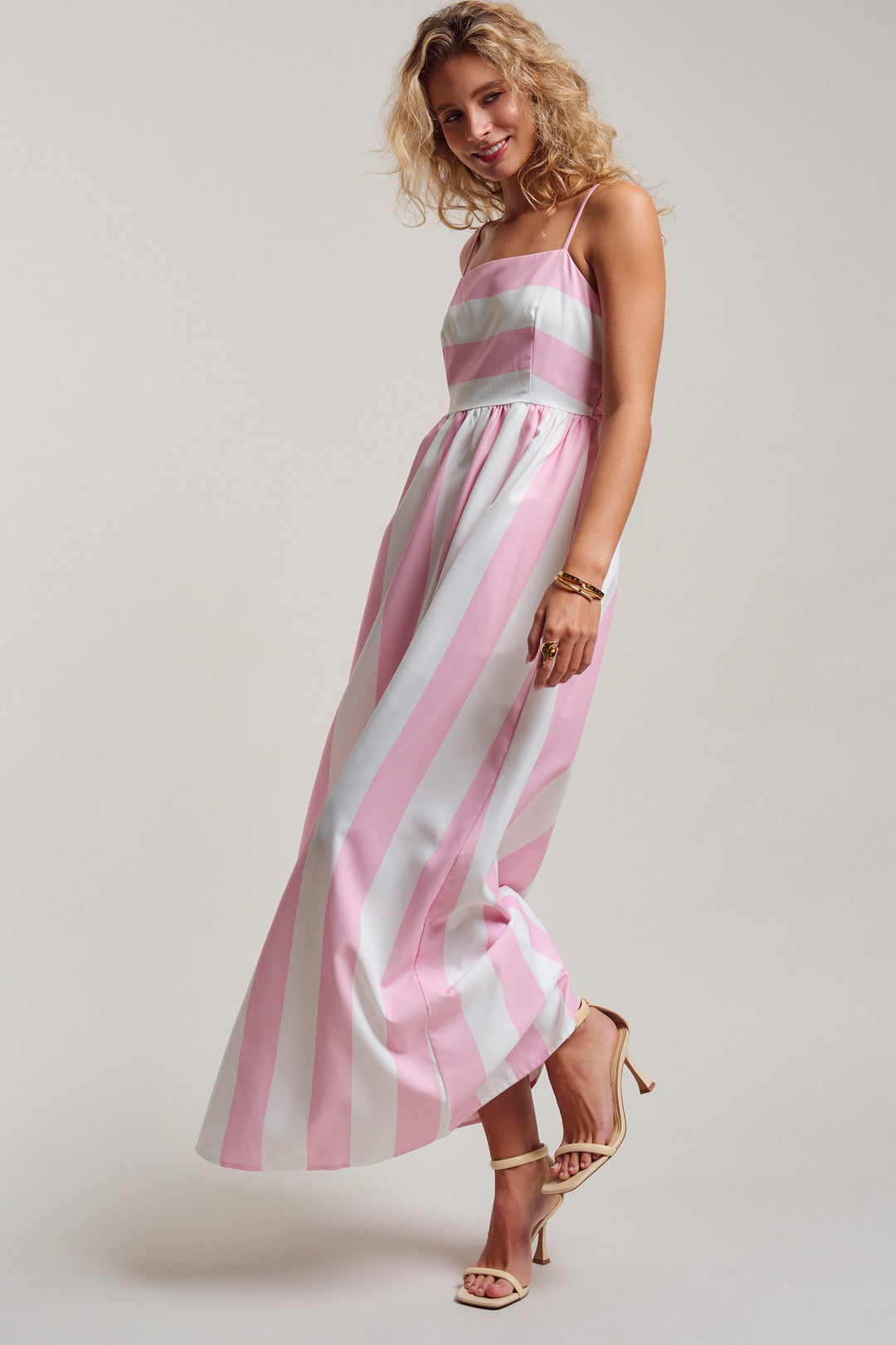 modern coast bold stripe maxi dress - ivory pink (additional view)
